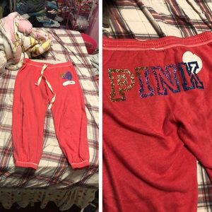 MEDIUM PINK glitter sweats